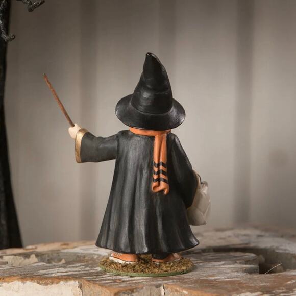 Bethany Lowe Wizard Lawrence with Owl Bucket 5.75”Halloween Figurine NEW - Picture 2 of 9